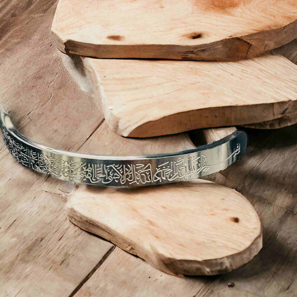 AYATUL QURSI STAINLESS STEEL SILVER BANGLE