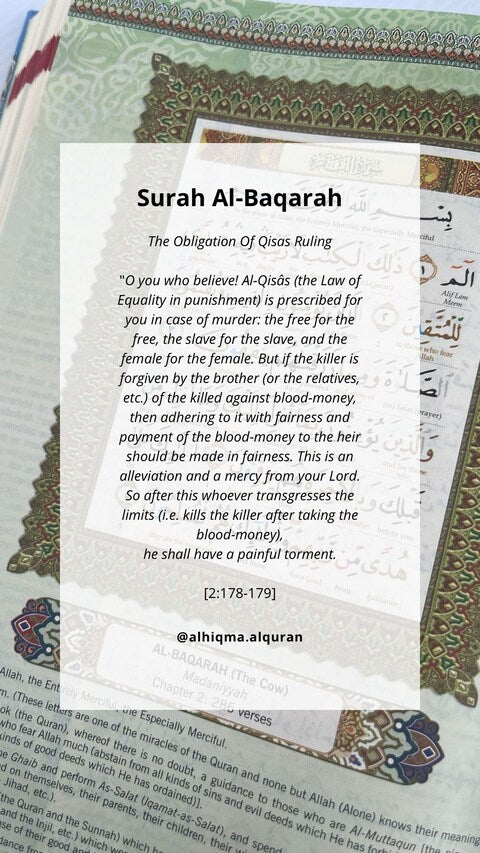 AlHiqma Al-Quran English Tagging Kit: Al-Baqarah 2:178-179-Justice and Compassion: Insights from the Quran