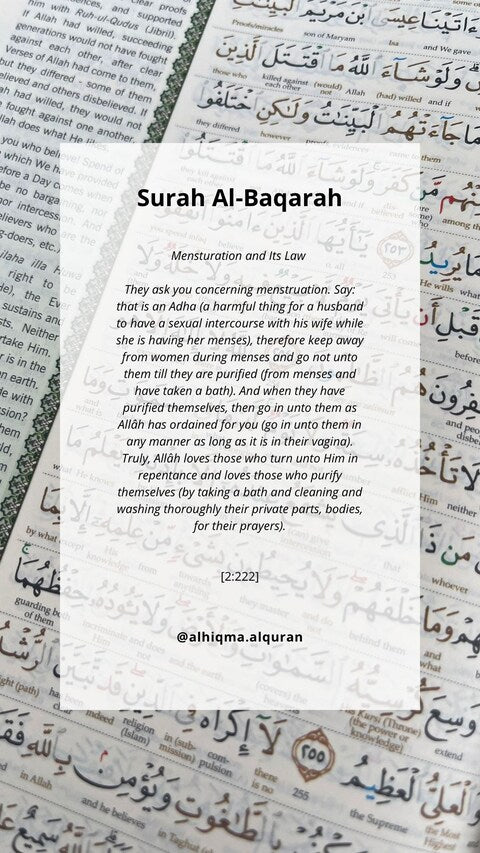 Surah Al-Baqarah's Quran 2:222 emphasizes cleanliness and relationships, guiding Muslims on menstruation and purity. Use the Al-Quran Tagging Kits English & Malay for easy reference and enhanced understanding.