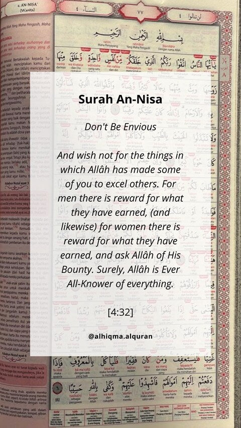 Surah An-Nisa 4:32: Quranic Insights on Contentment and Envy