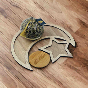 BROWN WHITE MOON AND STAR PLATTER