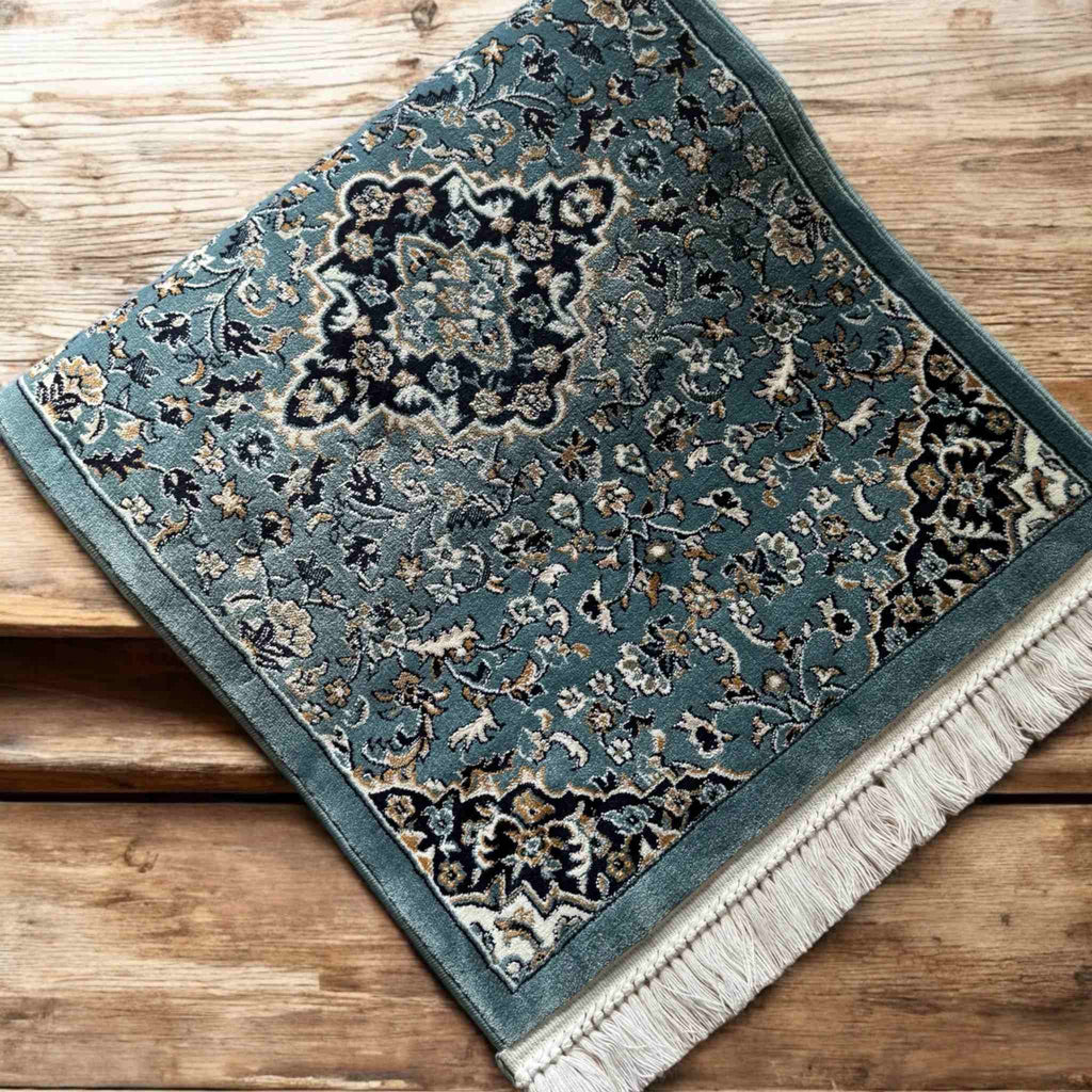 PRAYER MAT FLORAL BLUE RAWDHA