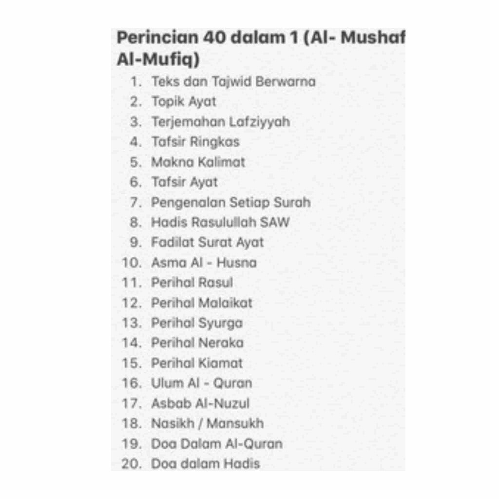 MUSHAF MUFIQ 40-1 ALHIQMA