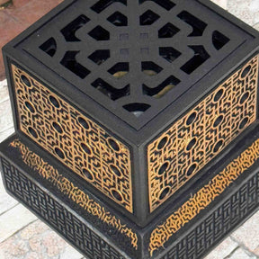 Decorative mabkhara incense burner set for bukhoor with gold and black design