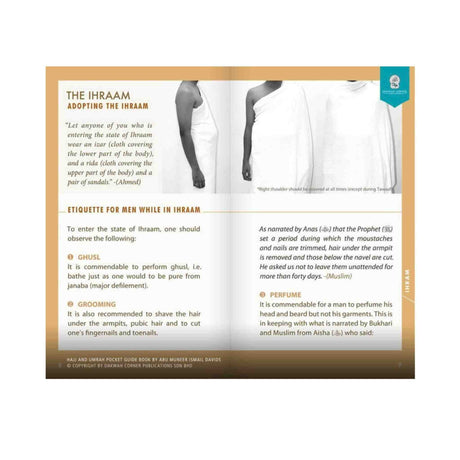 Islamic book for Hajj and Umrah preparation with rituals, duas and travel guidance
