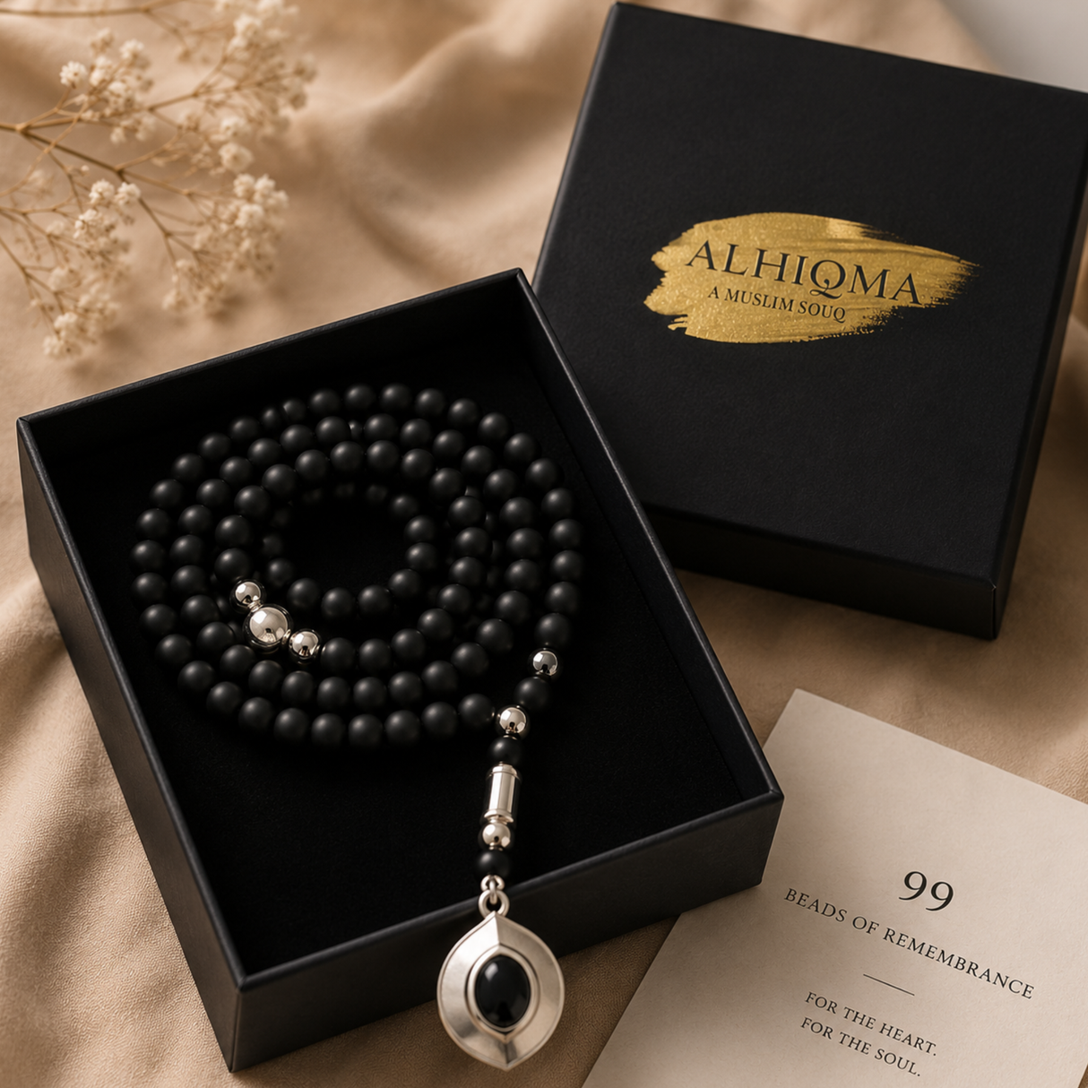 Hajar Aswad Inspired 99-Bead Tasbih – Premium Collection