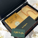 Dhahab Nikah gift set with Quran crystal tasbih and black gold bookmark Singapore