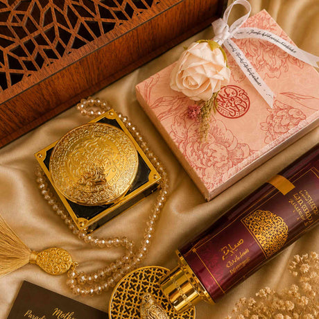 Islamic gift set for her with Ajwa tasbih Majmu Syarif elegant gifting Al Hiqma