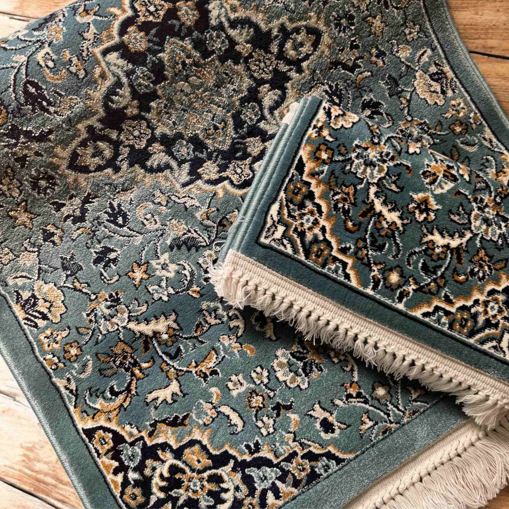 PRAYER MAT FLORAL RAWDHA BLUE