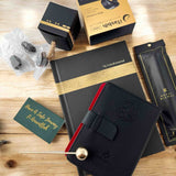 Islamic Umrah reflection gift box with journal, leather Quran and digital tasbih set