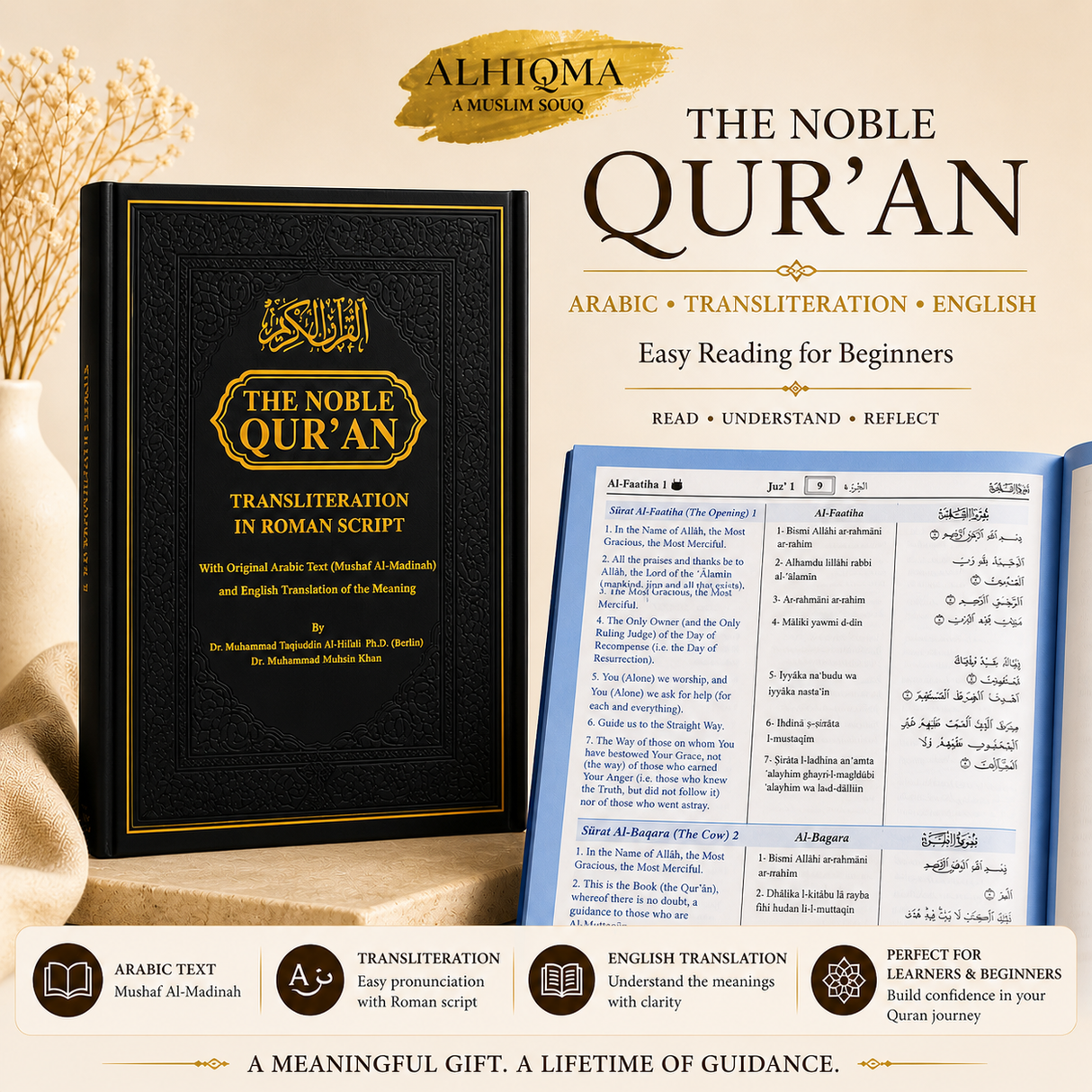 The Noble Quran (Arabic • Transliteration • English) – Easy Reading for Beginners