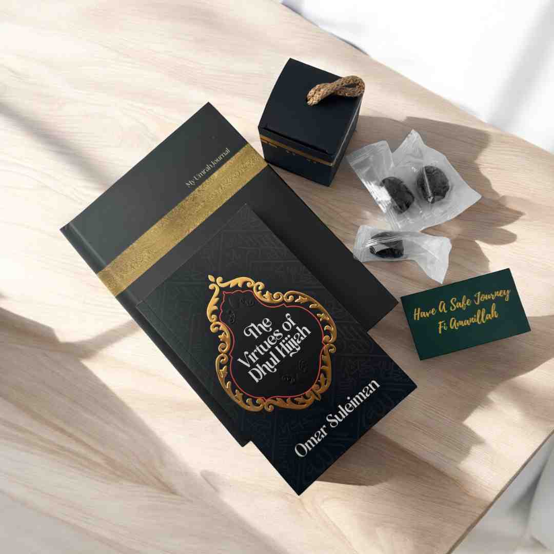 The Virtuous Ten Dhul Hijjah gift set with Islamic book, journal and Ajwa dates by Al Hiqma Singapore