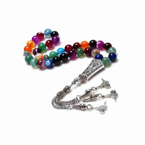 AL HIQMA TASBIH MISBAHA NATURAL AGATE MULTI COLOUR