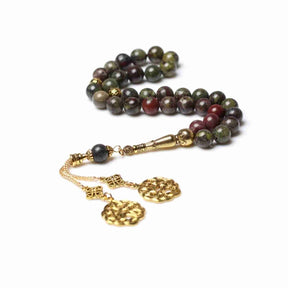 AL HIQMA TASBIH MISBAHA NATURAL DARK GREEN STONE