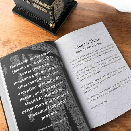 Islamic pilgrimage journaling kit with Quran, dhikr tasbih and Sunnah essentials for Umrah