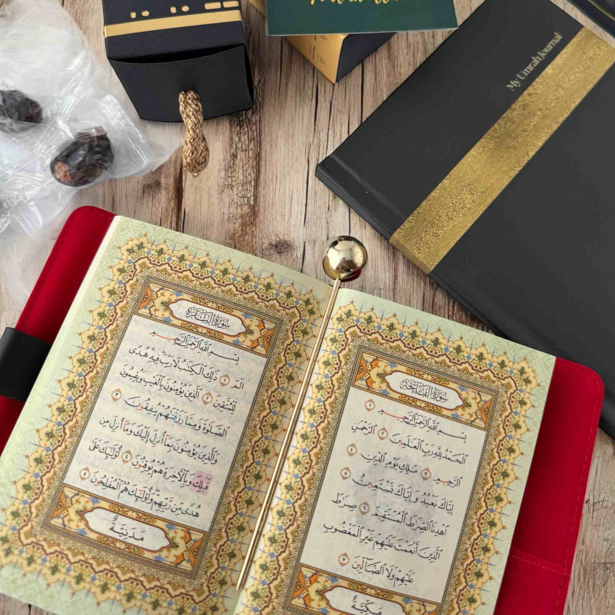 Al Hiqma Jannah Path Journal set with Ajwa dates, Quran and spiritual journaling kit