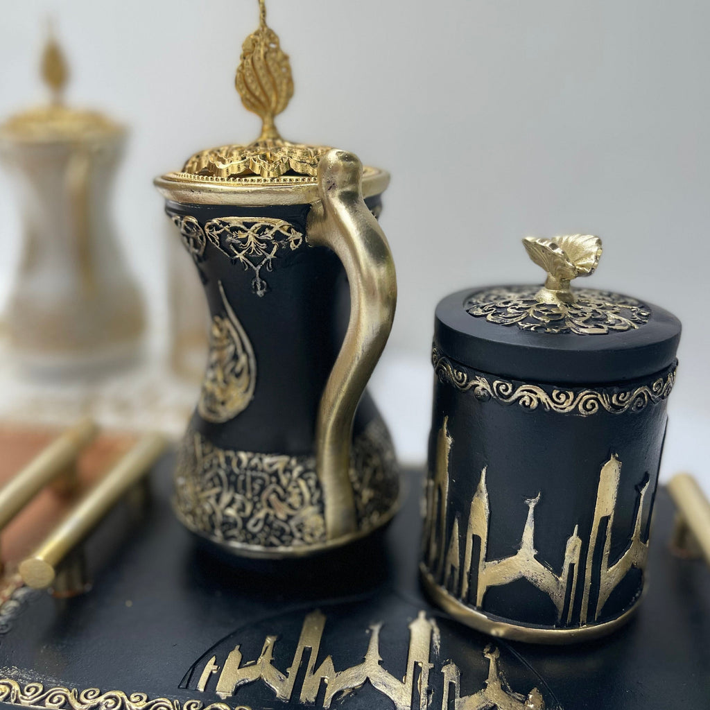 ALHIQMA BAKHOOR Ceramic 3in1 Arabic Incense Burner Black